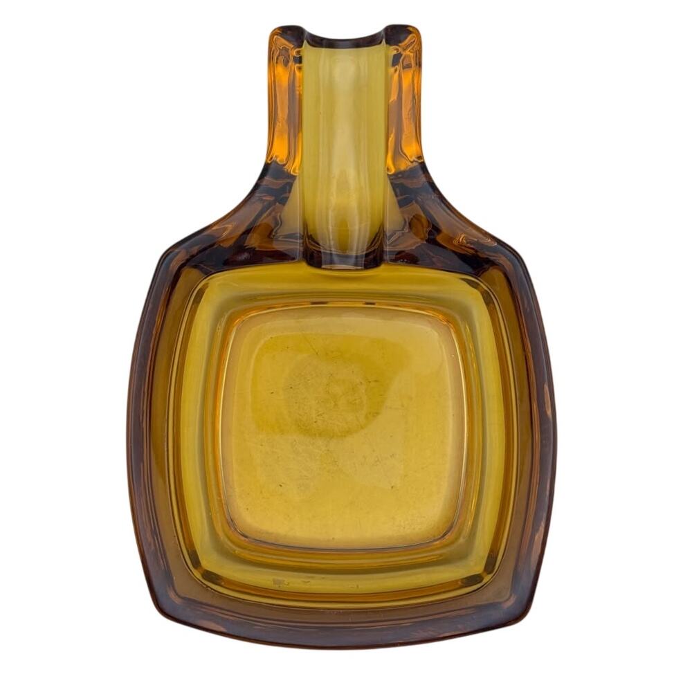 Amber Bottle Shape Glass Ashtray